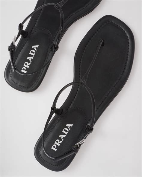 prada leather logo thong sandal|Black Patent Leather Thong Sandals .